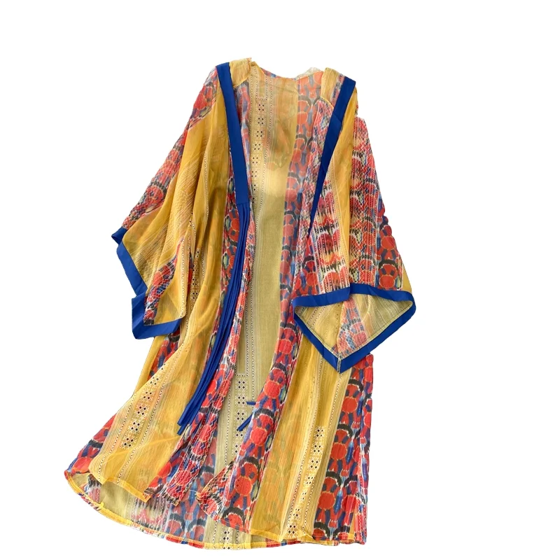 Jaet – Cardigan ouvert à capuche en mousseline de soie pour femmes, imprimé ethnique rétro, Protection UV, vacances, voyage, tendance, nouvelle collection 2020