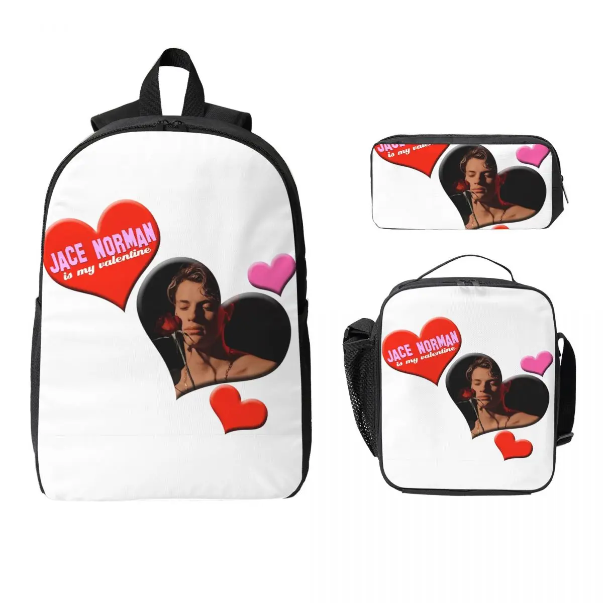 Mochila Jace Norman Is My Valentine, mochila escolar para niños y niñas, bolsos de hombro para ordenador portátil, bolsa de almuerzo con aislamiento de 3ps, estuche para lápices