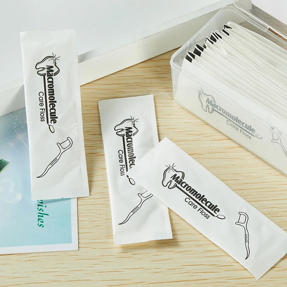 100Pcs/pack Individually Wrapped Dental Floss Hotel Travel Family Use Teeth Stain Cleaning Dental Flosser Oral Hygiene Toothpick