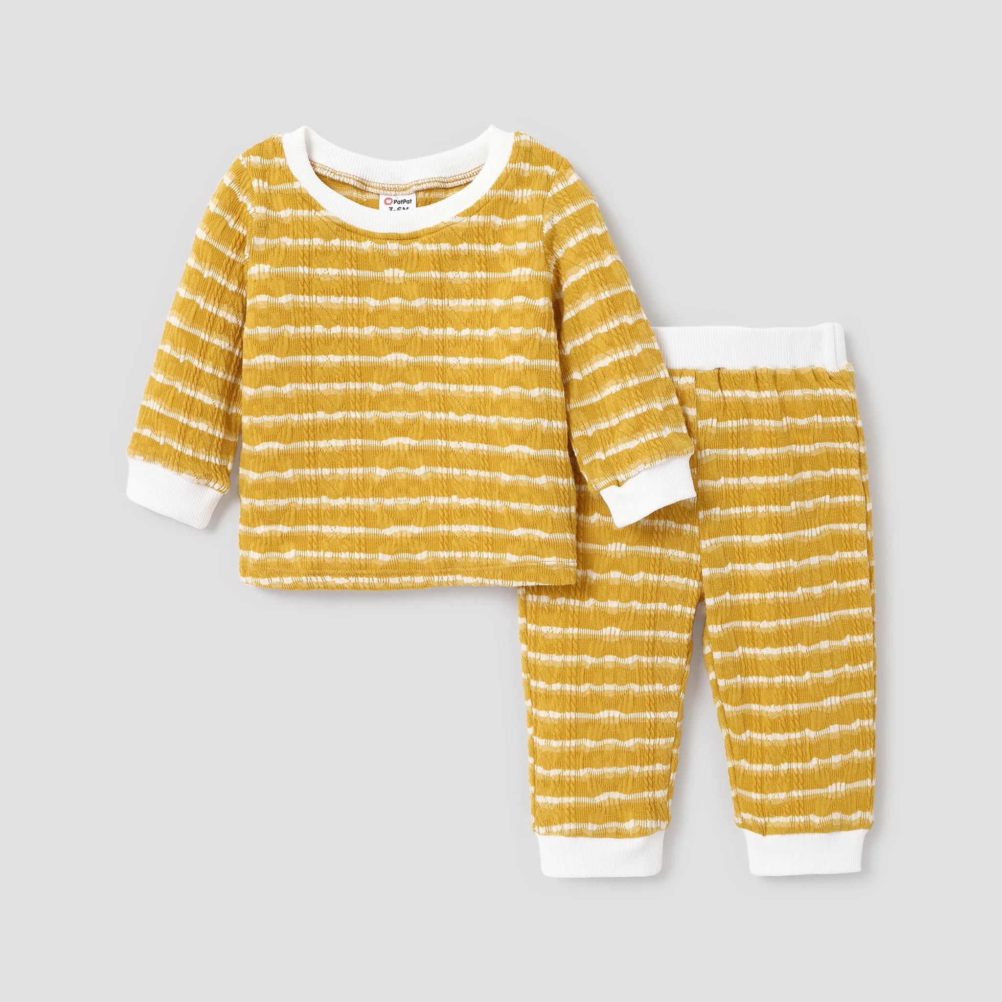 PatPat 2pcs Baby Boy Casual Long Sleeve Set Season Soft and Comfortable  Perfect for Outings and Daily Wear Basic Style