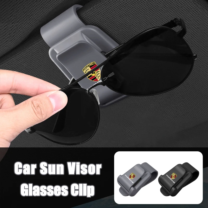 

ABS Car Sun Visor Sunglasses Holder Ticket Card Clip For Porsche Cayenne Panamera Macan 911 718 Taycan Boxster Pajun Cayman