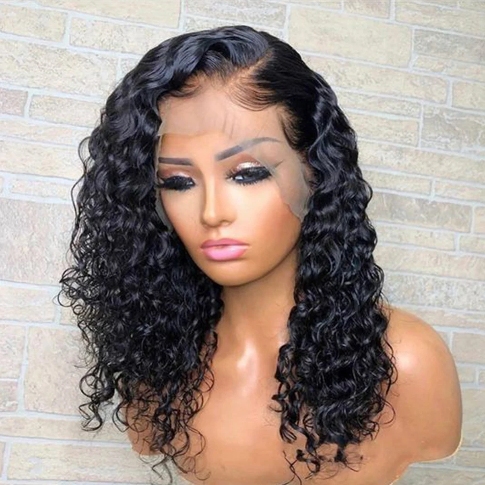 Water Wave Lace Front Wigs for Women Brazilian Closure Bob Wig 13x4 Transparent Lace Frontal Short Wigs Human Hair Pre Plucked image 4