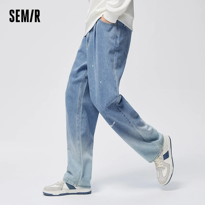 Semir Jeans Men 2023 Spring Loose Straight Tube New Daily Casual Street Gradient Fashion Pants