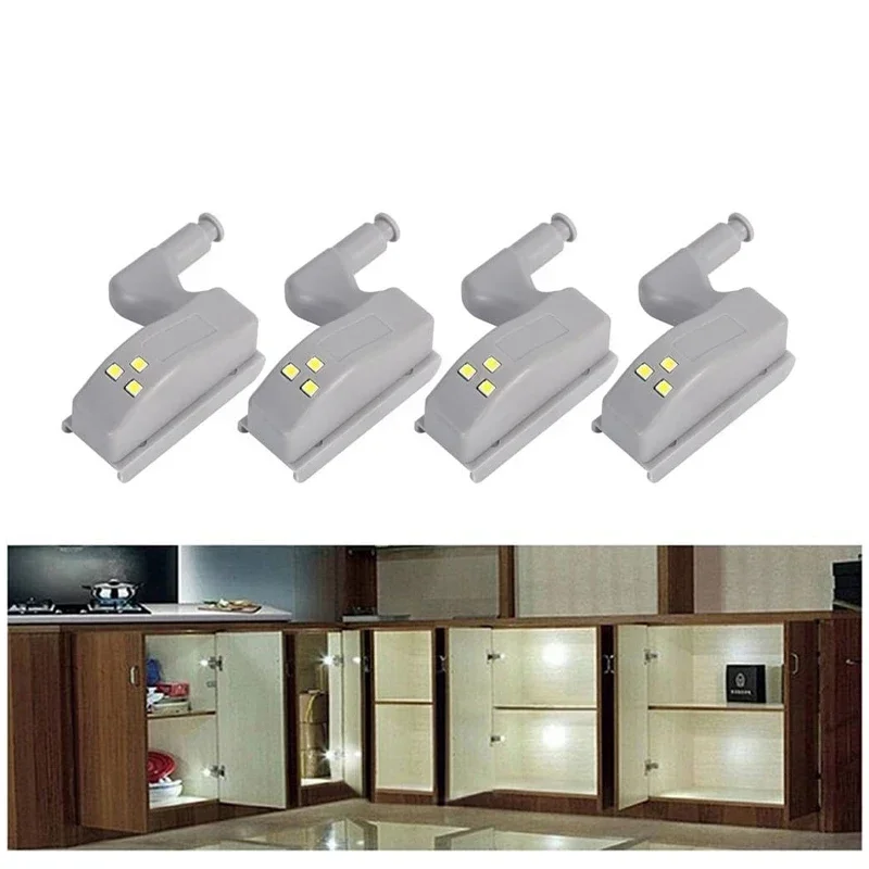 

4PCS Universal Hinge Light LED Sensor Cabinet Light Cupboard Inner Hinges Lamp Home Kitchen Bedroom Wardrobe Night Light