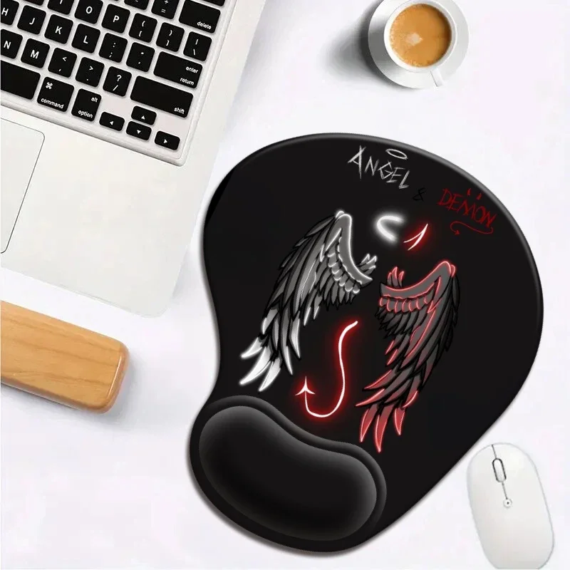 

Devil Angel Wings Pattern Creative Design Mouse Pad with Wrist Rest, Ergonomic, Comfortable Non-slip Base Mouse Pad,