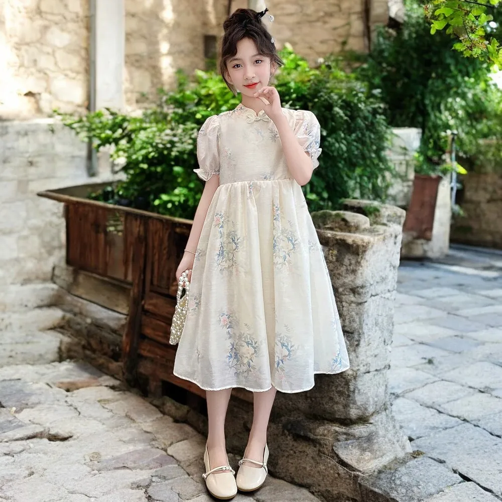 Cute Baby Girls Floral Dresses Kids Outfits Party Summer Cotton Short Sleeve Wedding Princess Costumes 5 6 7 8 9 10 12 13 Years
