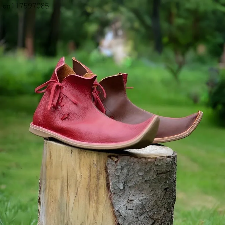 Halloween Clown Shoes Retro Medieval Soldier Pointed Toe Color-blocked Faux Pu Leather Renaissance Role-playing Royal Shoes 2026