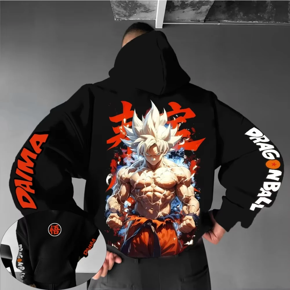 

Мужская толстовка с капюшоном Dragon Ball, свитер Гоку, аниме, весенне-осенняя детская одежда с длинными рукавами для мальчиков, американская одежда для родителей и детей, зимняя одежда