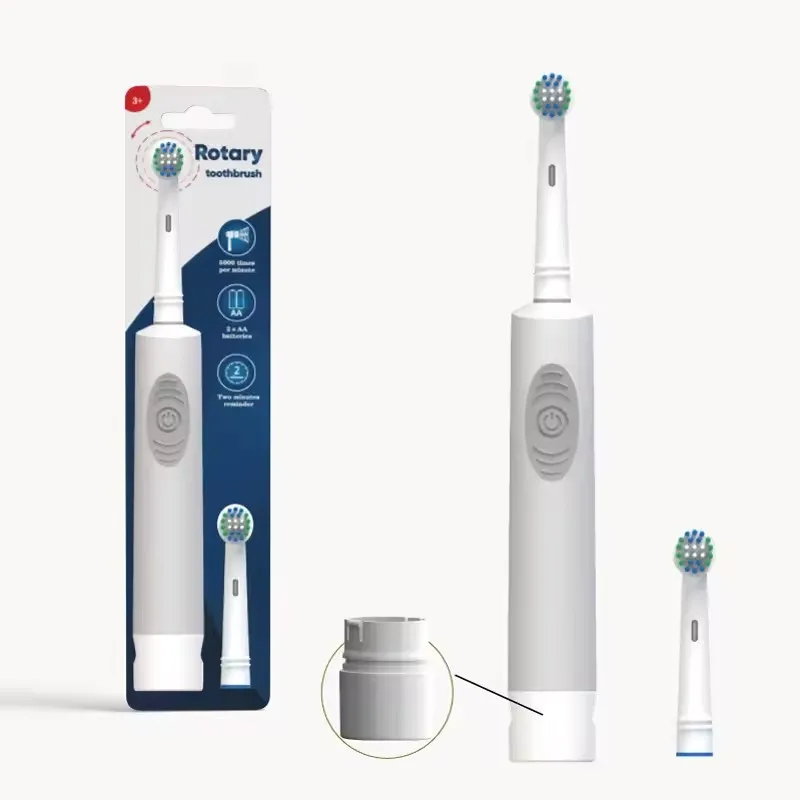 Electric Toothbrush Soft Bristle Rounded Vibrate 2-10pcs Heads Teeth Brush Gum Care Battery Power Teeth Whitening For Adults