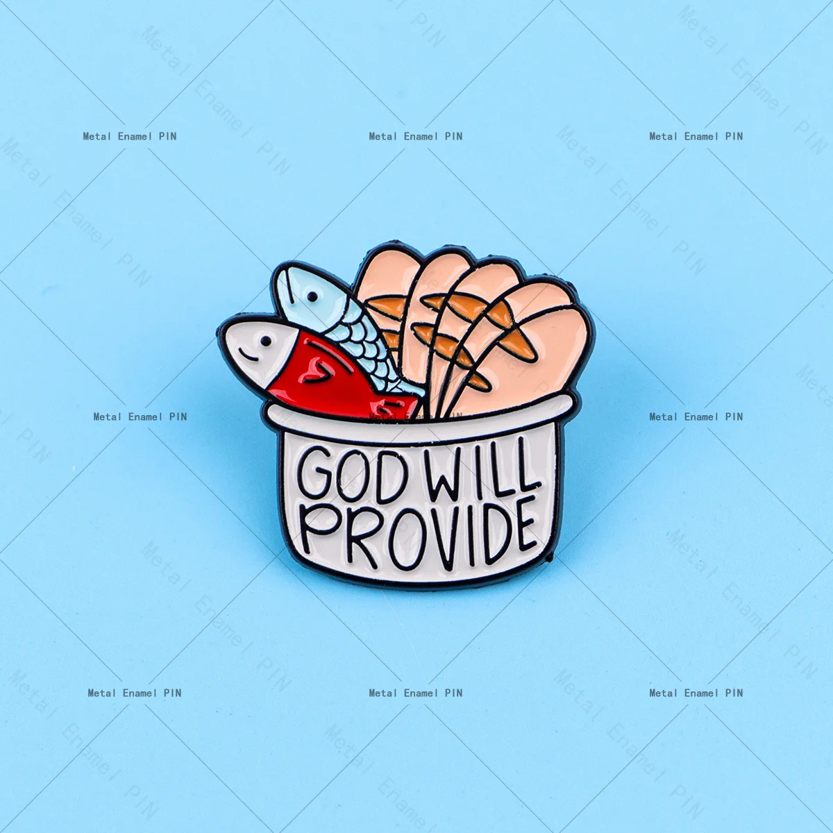 God Will Provide enamel badge for backpack or collar, Matthew 14:13-21 Christian brooch, jewelry desk gift.