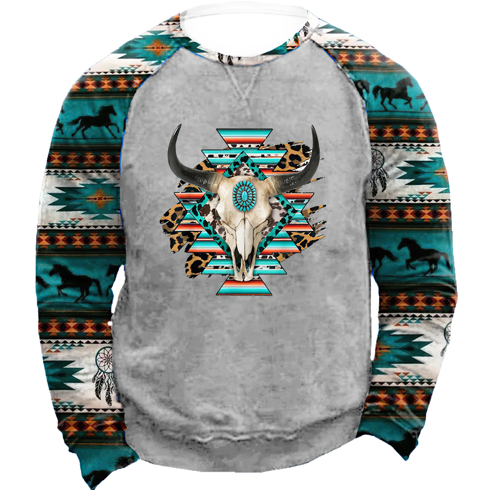 Vintage Sweatshirt Man‘S Winter Autumn Casual Hoodies Long Sleeve 3D Tribal Print Hooded Classic Velvet Warmth Mens Clothing