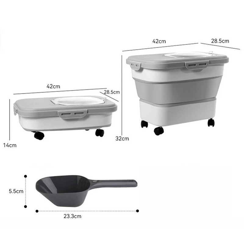 حاوية طعام كبيرة للكلاب قابلة للطي لتخزين طعام الكلاب والجرو وعجلة دلو وعلاج تخزين الحيوانات الأليفة وصناديق الطعام الجافة القابلة للتكديس