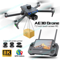 New AE30 Drone 8K Professional Camera 3-Axis Gimbal WIFI Obstacle Avoidance Touch Screen FPV Brushless Airdrop RC Quadcopter Toy