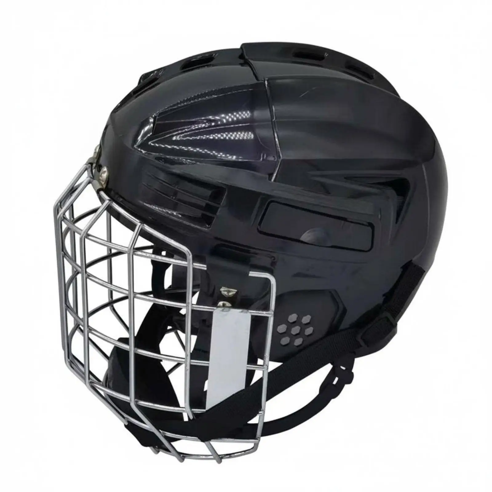 Full Face Hockey Goalie Helmet for Kids Adults Ventilated Shell Reinforced Chin Strap Sports Headgear Protection