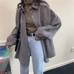 Arazooyi Outwear Oversized Corduroy Shirt Coat Women Tops Blouses Loose Casual Blusas Jackets Korean Elegant Camisas Mujer