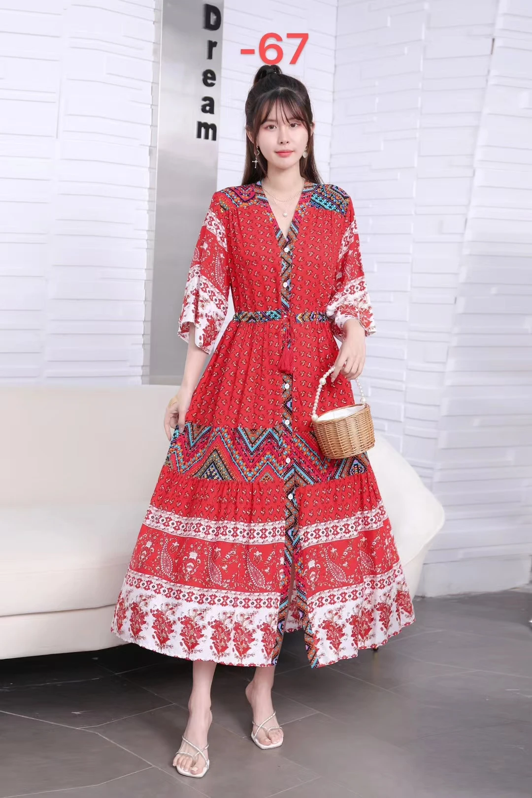 Vestidos Para Mujer sukienki dla kobiet jednoczęściowa odzież letnia Maxi indyjska codzienna koreańskie kwiatowe z nadrukiem długie Boho Boho