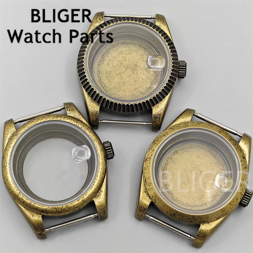 

BLIGER 39mm Bronze Coating/Silver Watch Case Stainless Steel Case Sapphire Glass Fit NH34 NH35 NH36 ETA2824 PT5000 Movement