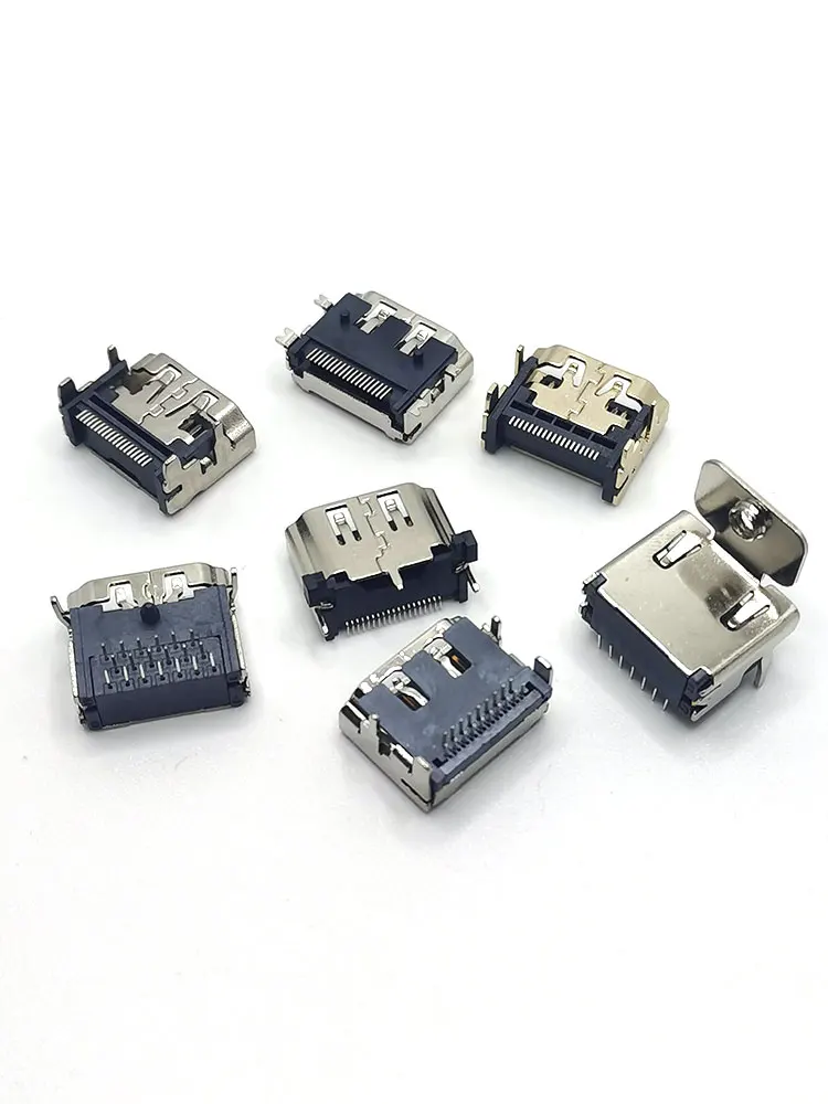 Connecteur d'interface HD Compatible HDMI, 5 pièces, SMD 19 broches 19P, prise verticale à Angle droit, prise PCB à montage en Surface