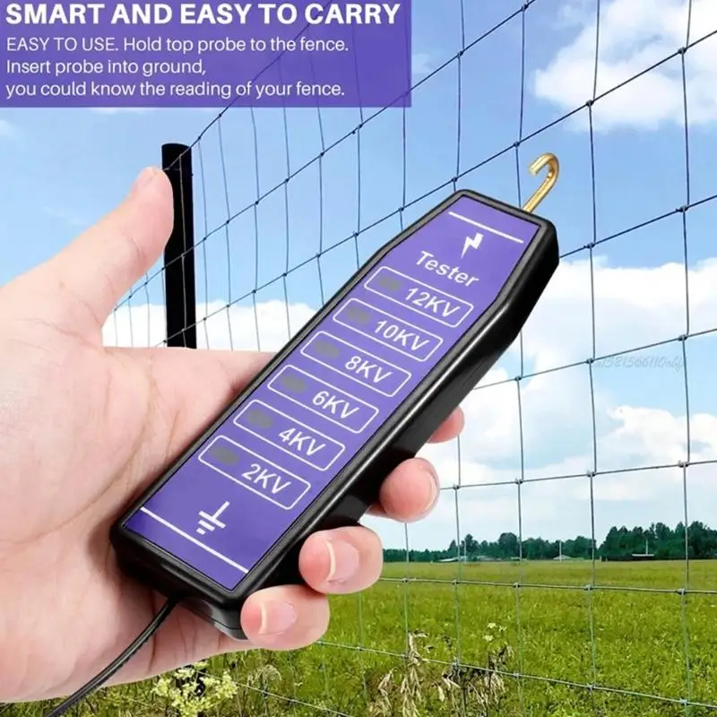 27RB المحمولة سياج كهربائي جهاز قياس الجهد الكهربائي مع 6 مؤشر ضوء الدقة كاشف جهد للأسوار الزراعية
