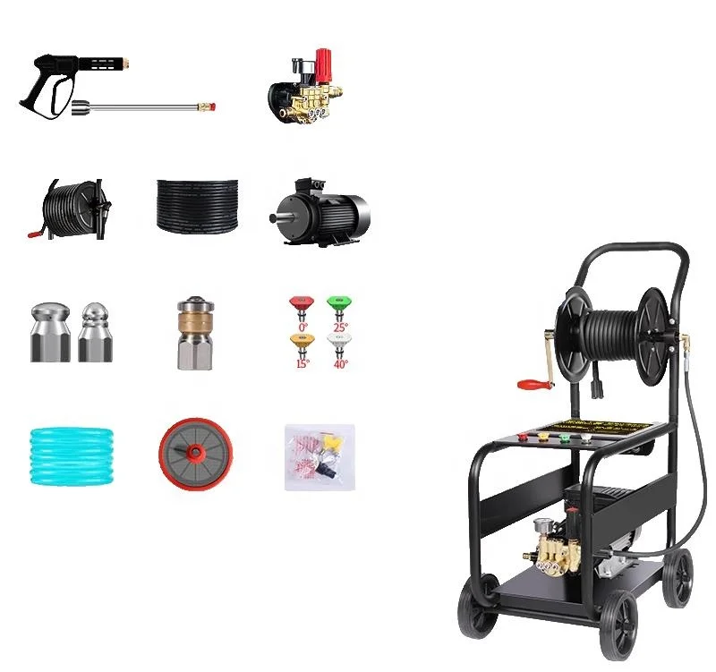 High Power Electric Pipeline Dredging Cleaning Machine High-Pressure Pipe Washer 220V 100kg for Community & Factory Properties