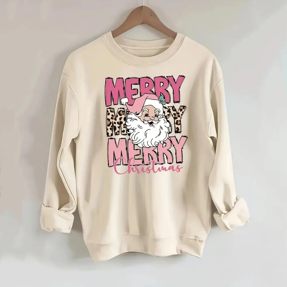 Christmas Cartoon Women\'s Hoodie Autumn/Winter Round Neck Long Sleeved Party Christmas Tree Print Design Cheap Clothing 2024 New