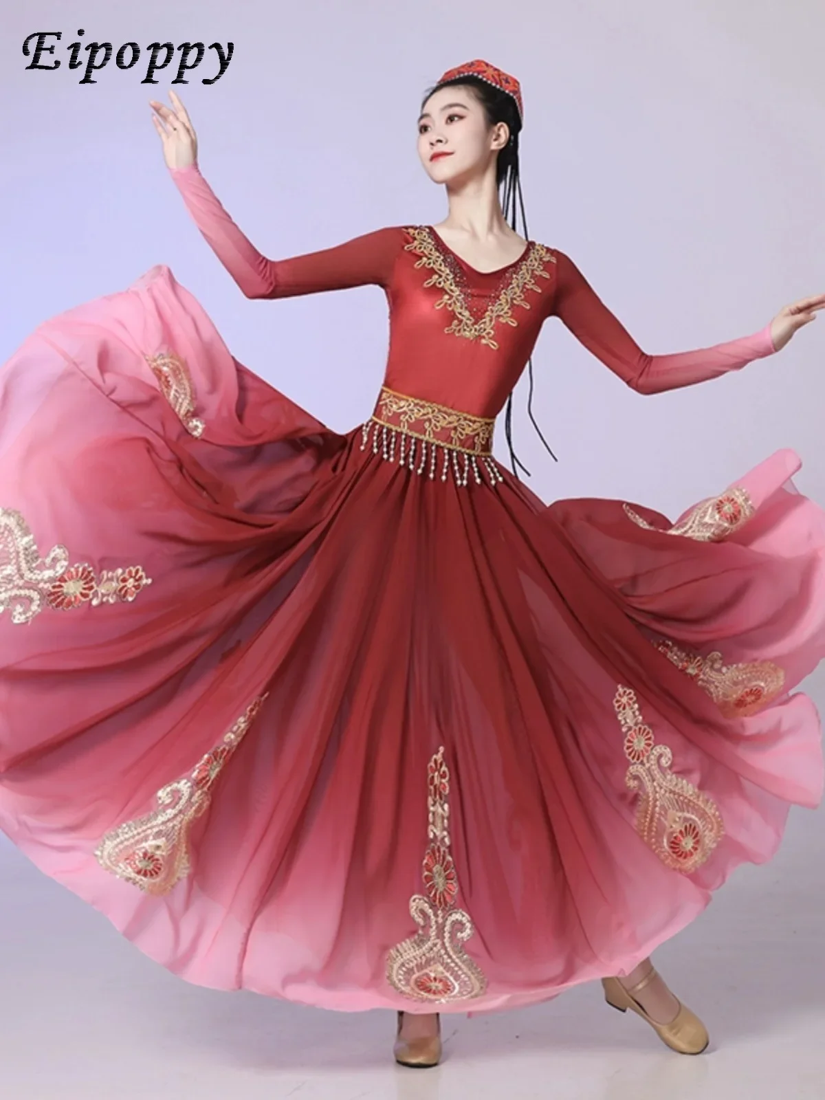 Xinjiang dance performance costume big skirt