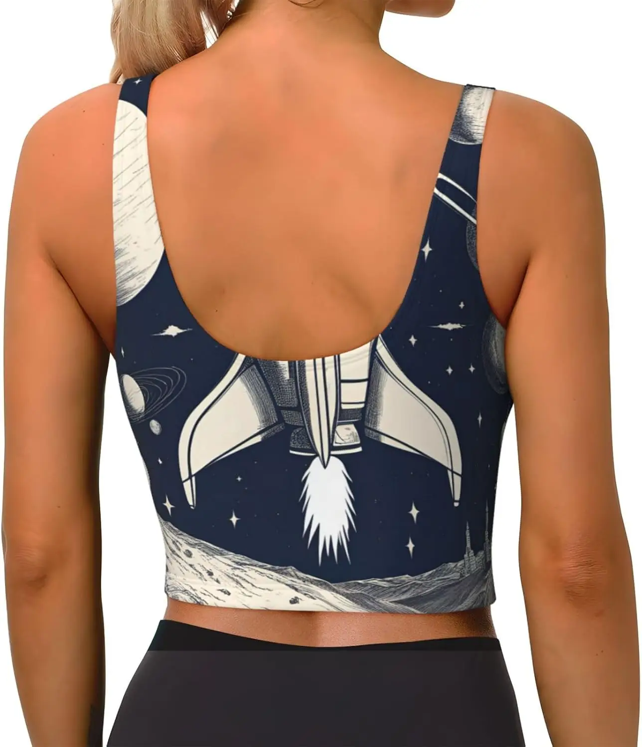 Gilet de sport décontracté imprimé fusée dans l'espace pour femmes, gilet de Yoga, tendance, léger, confortable pour saisons