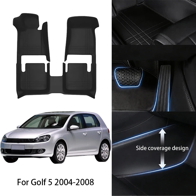 

Коврики для автомобиля из искусственной кожи PU, идеально подходящие для VW Golf 5, 6, 7, 8 (2004, 2009, 2014, 2019, 2023), роскошный полный комплект, аксессуары для интерьера автомобиля.
