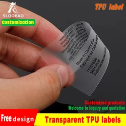 New Style High Quality Custom Transparent TPU Labels Pvc Silicone Garment Womens Swimsuit Underwear Bra Washing MQQ 200Pcs