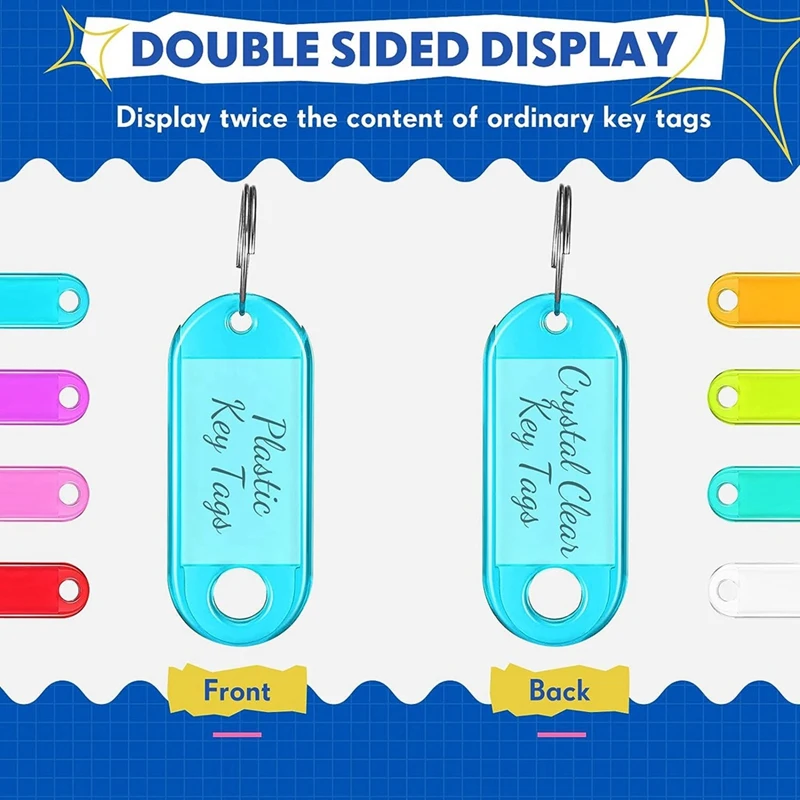 علامات مفاتيح الهوية مزدوجة الوجهين ، ملصقات المفاتيح مع علامات مرنة الحلبة ، 8 ألوان ، من من من ومن ومن ثم