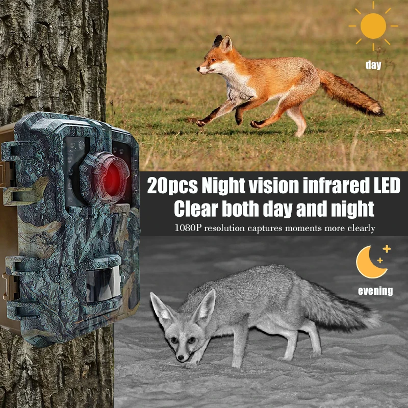 Mini Trail Camera 16MP 1080P HD Outdoor Wildlife Camera Ranch Surveillance Night Vision Photo Traps Animal Tracking Camera