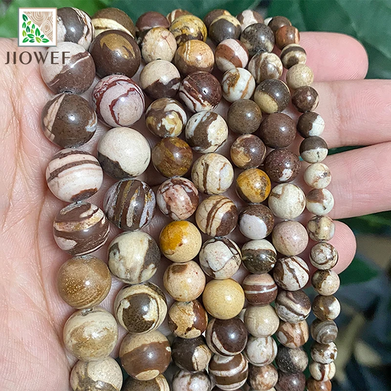 4 6 8 10 12MM Úc Ngựa Vằn Vòng Rời Hạt Đá Tự Nhiên Tự Làm Vòng Tay Handmade Dây Trang Sức Làm 15 "Strand