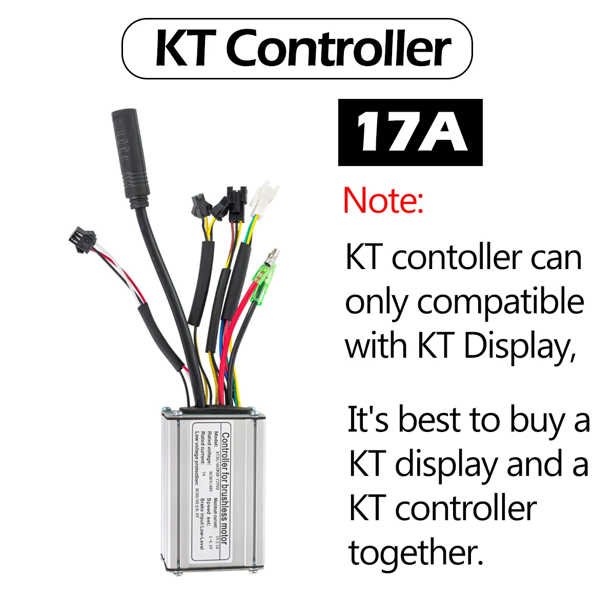 KT Controller 15A 17A 22A Electric Bike Controller with LCD3 Display Panel 36V 48V for Ebike Accessories for 500W motor image 3