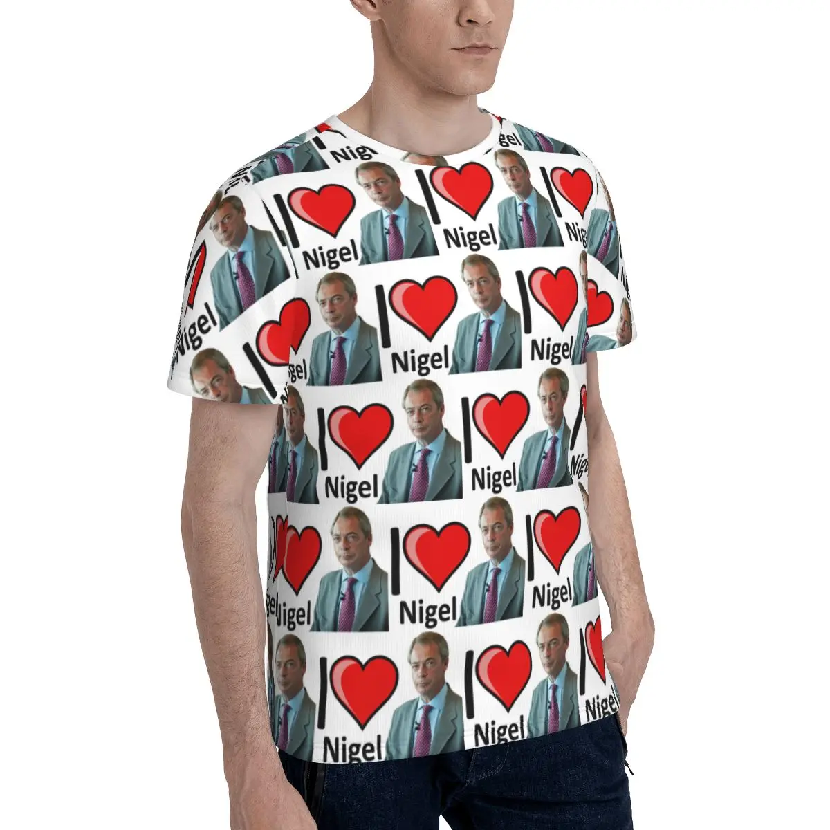 Fantastic I Love Nigel Farage Design T-Shirt for Men Cotton T Shirts Men's Short Sleeve Crew Neck Summer Clothes Tops