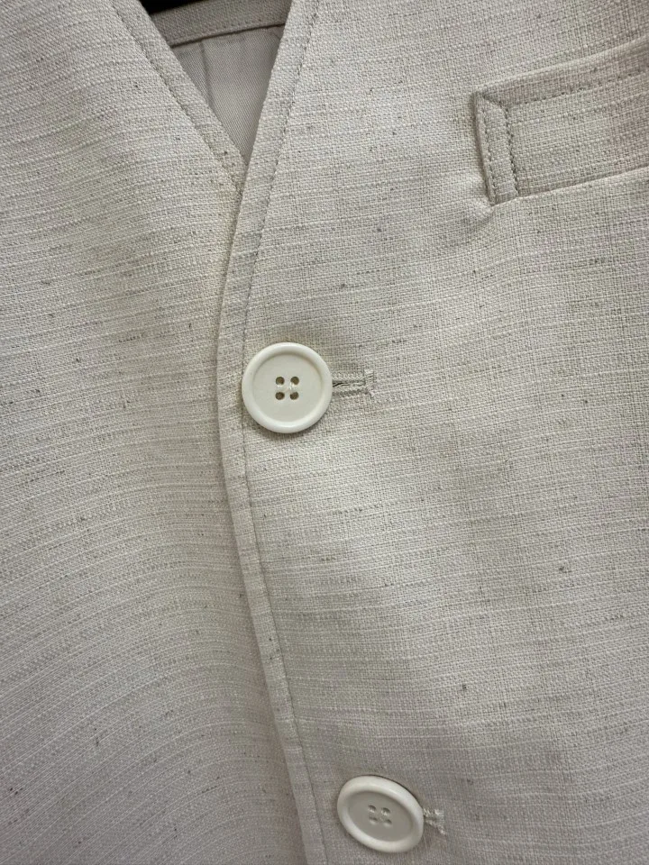 LP Old Money Style Mens Linen Cotton Blend Collarless Jacket Horn Button Single Split Ticket Pocket Inner Pocket Casual Outerwea