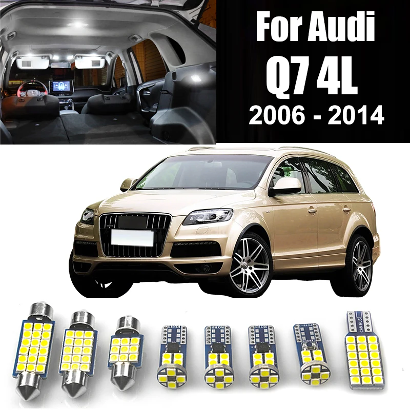 

For Audi Q7 4L 2006 - 2014 18pcs Kit 12V Car LED Bulbs Interior Dome Lamp Glove Box Light Trunk Lights Accessories