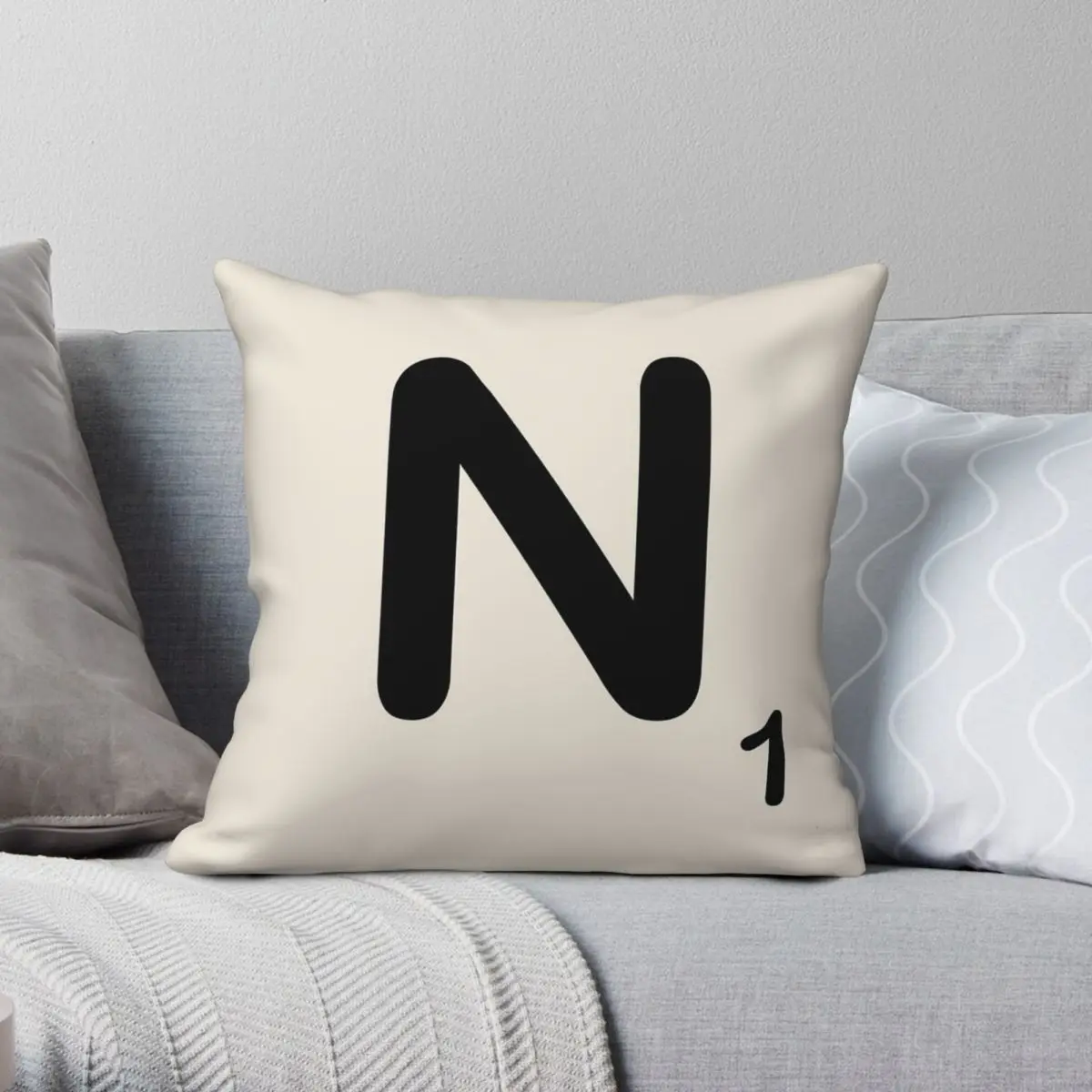 Scrabble Tile N Square Pillowcase Polyester Linen Velvet Pattern Zip Decor Pillow Case Home Cushion Cover