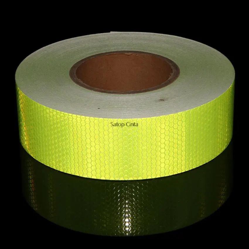 5cm*50m Fluorescent Yellow Reflective Tapes HoneyComb PVC Material Self Adhesive Reflectors Sheeting For Bicycle Motorcycle Cars