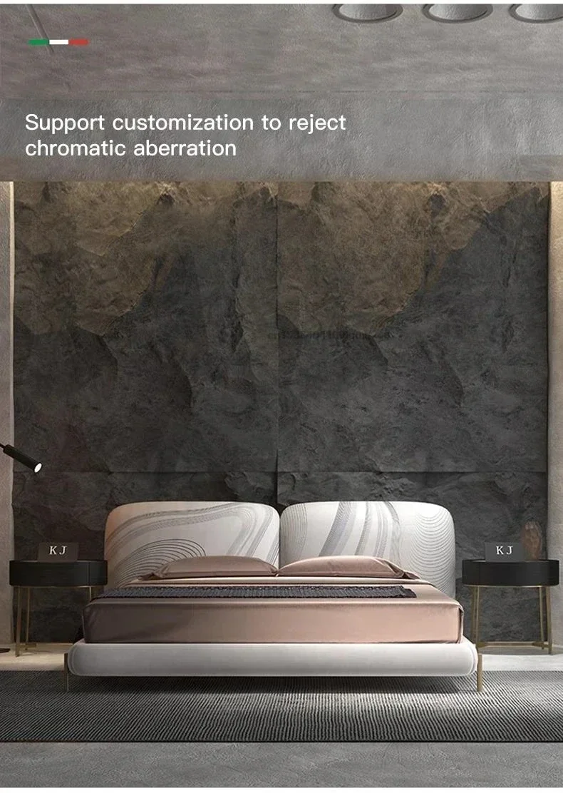 Bedroom Furniture Italy Style Leather Double Bed Support Customization Of Color Solid Wood Designer Villa King Size Bed Frame