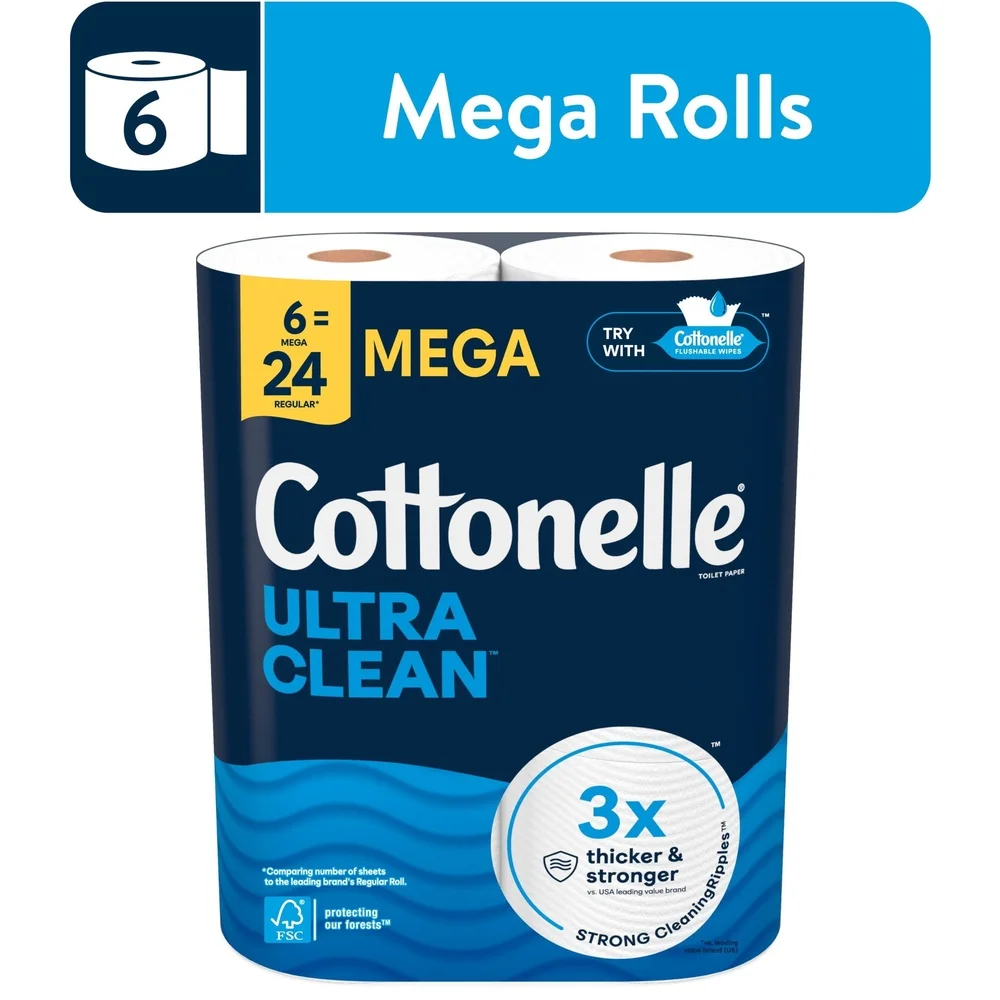 Carta igienica ultra pulita Carta igienica resistente 6 Mega Rolls