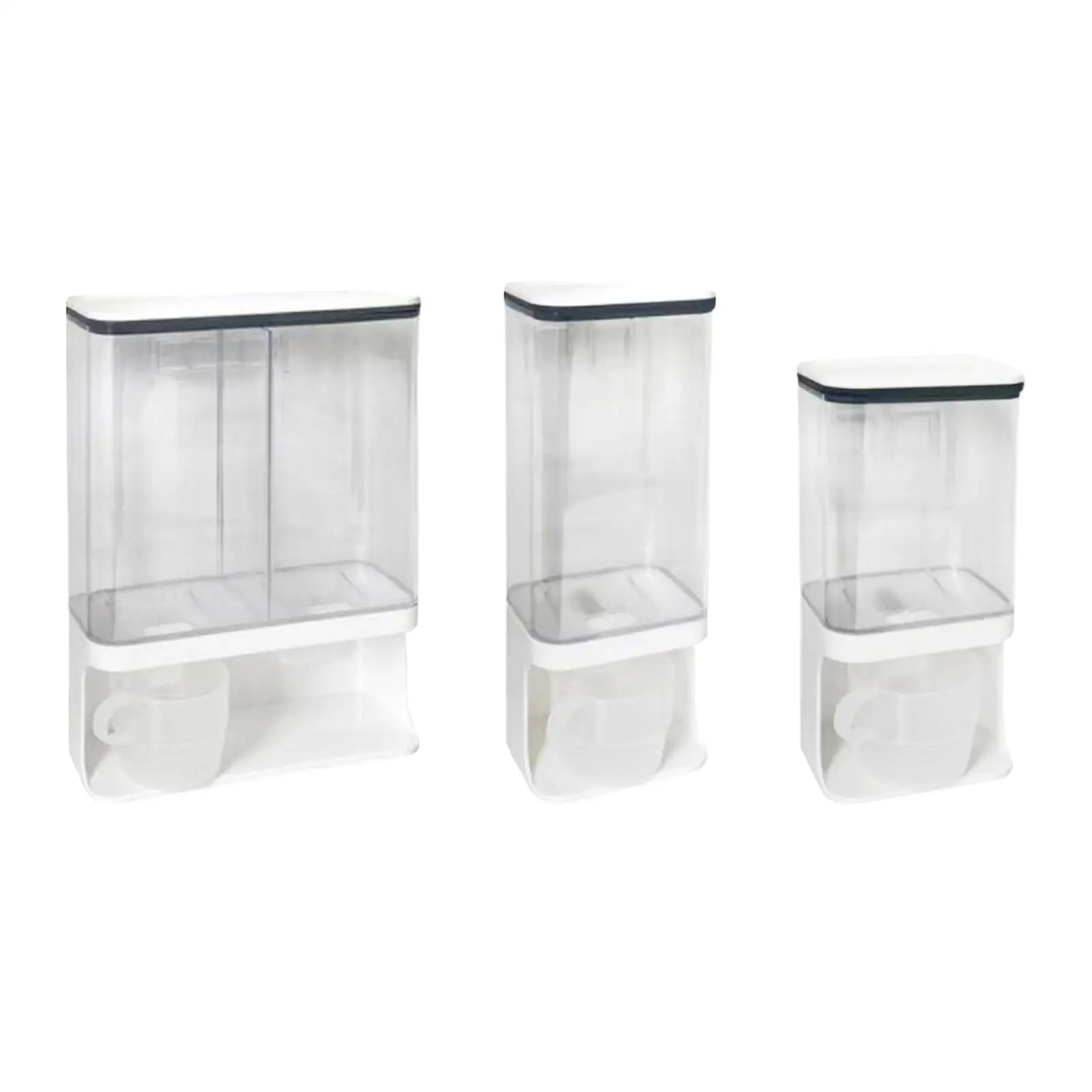 Transparent Laundry Detergent Storage Box with Silicone Sealed Lid and Measuring Cup for Wall Mounting in Bathroom Laundry
