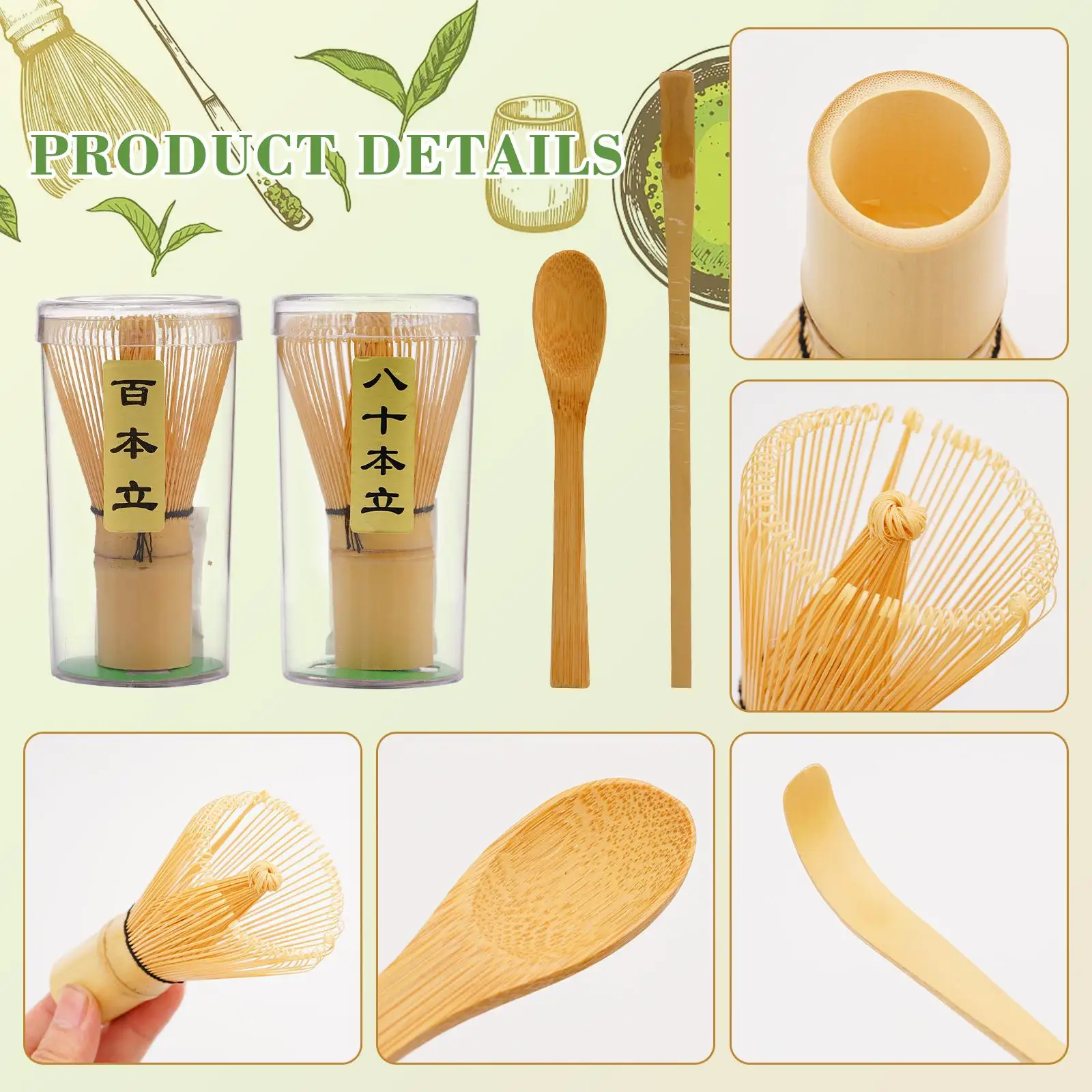 3pcs/Set Tea Spoon Matcha Tea Tool Bamboo Tranditional Tea Brush Home Professional Tea-making Ceremony Accessories Kits