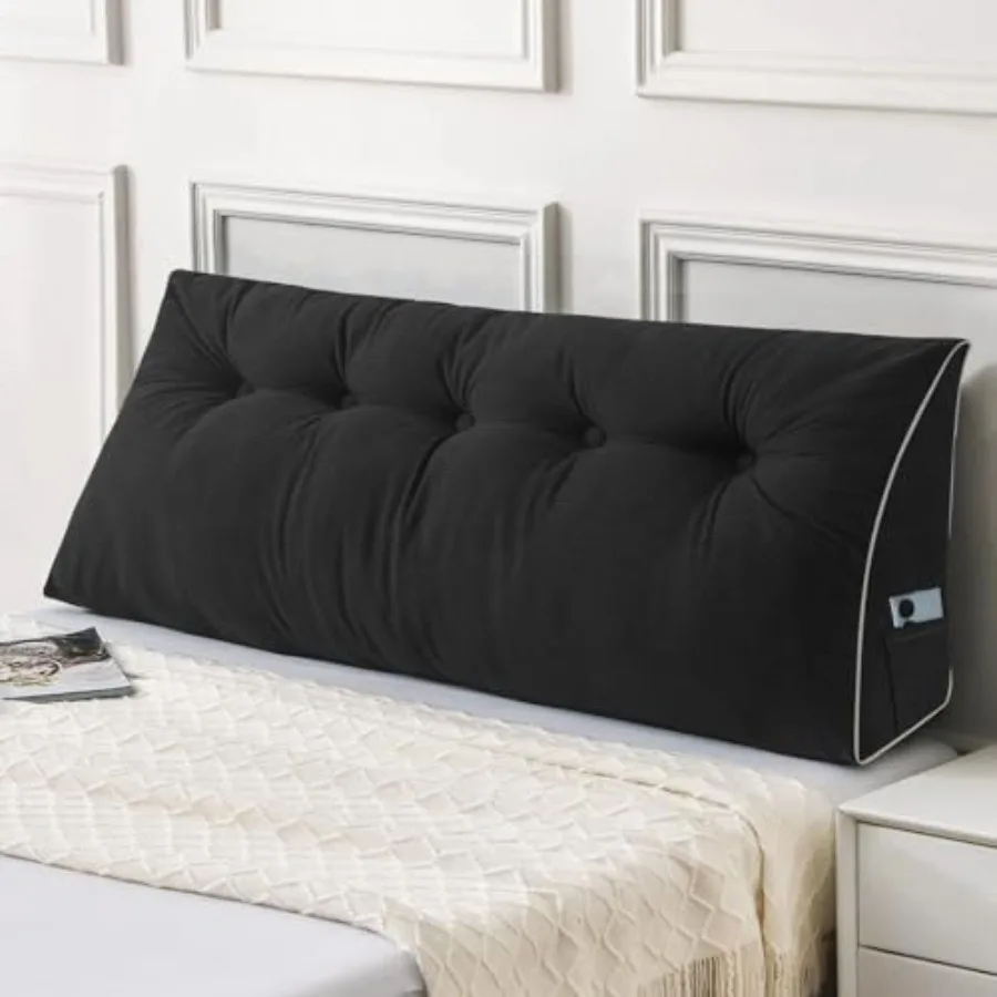 

Headboard Pillow Wedge Pillow Headboard for Sitting Up in Bed Back-Rest Support Triangular Cushion for Reading - Features Remov