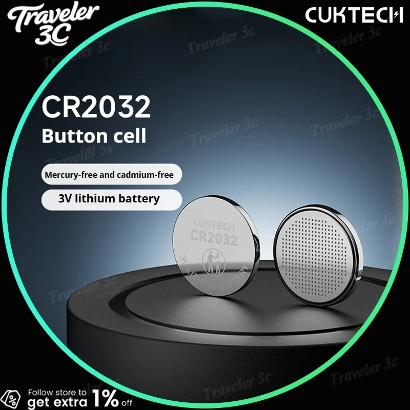 CUKTECH CR2032 3V Lithium Coin Battery No Mercury No Cadmium Durable For Car Key Watch Weighing Scale Remote Control Calculator