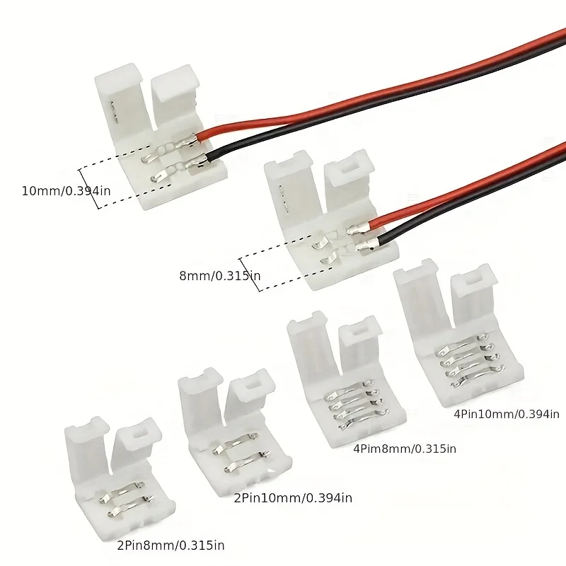 10/20szt Złącze taśmy LED 8mm 10mm 2-pinowe 4-pinowe 3528 5050 RGB Jednokolorowe bezlutowe złącza spawalnicze do płytek drukowanych bez drutu