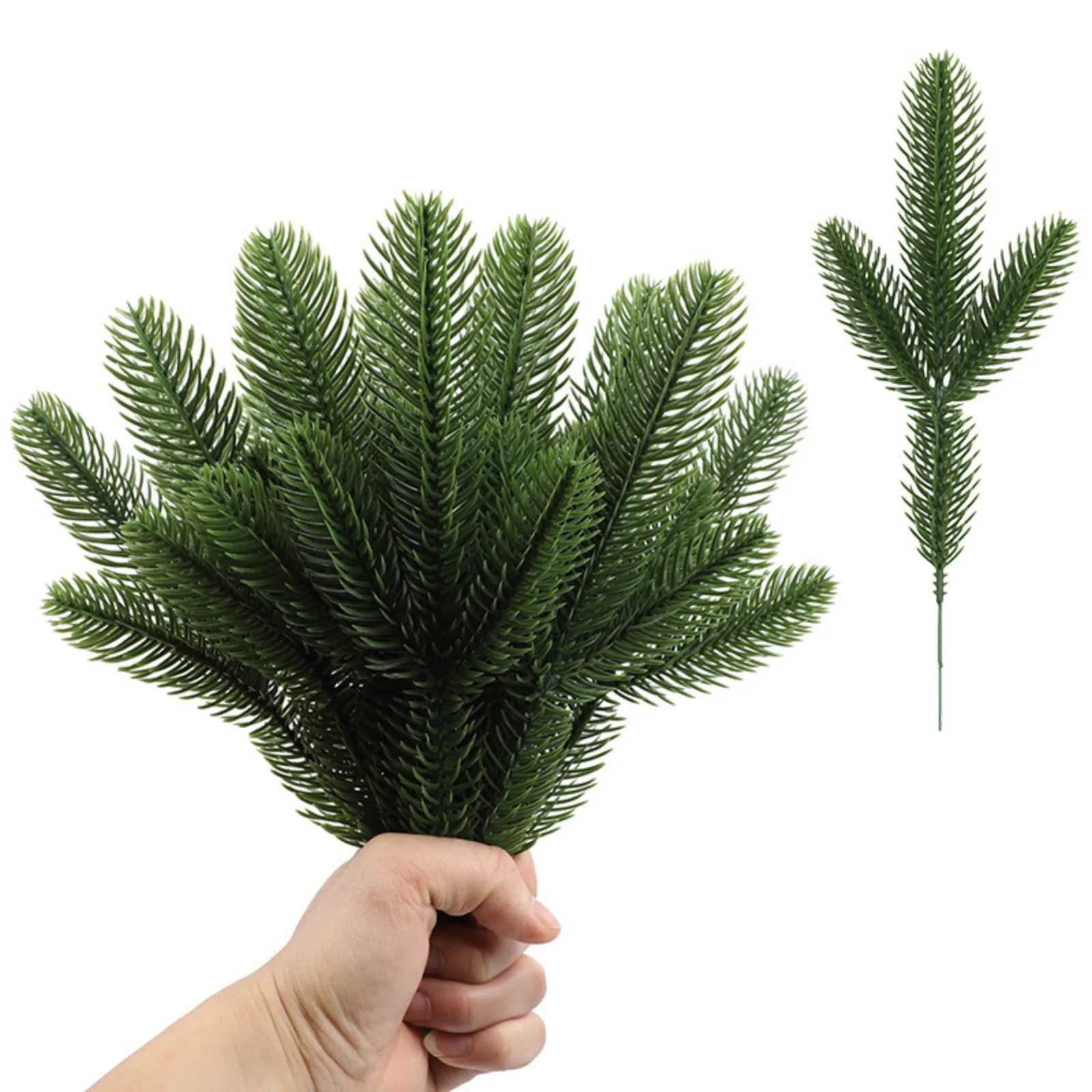 24pcs Stylish Plant Plastic Pine Needles - Double-Sided 3D Christmas Tree Wreath Decor for A Trendy Holiday Makeover！