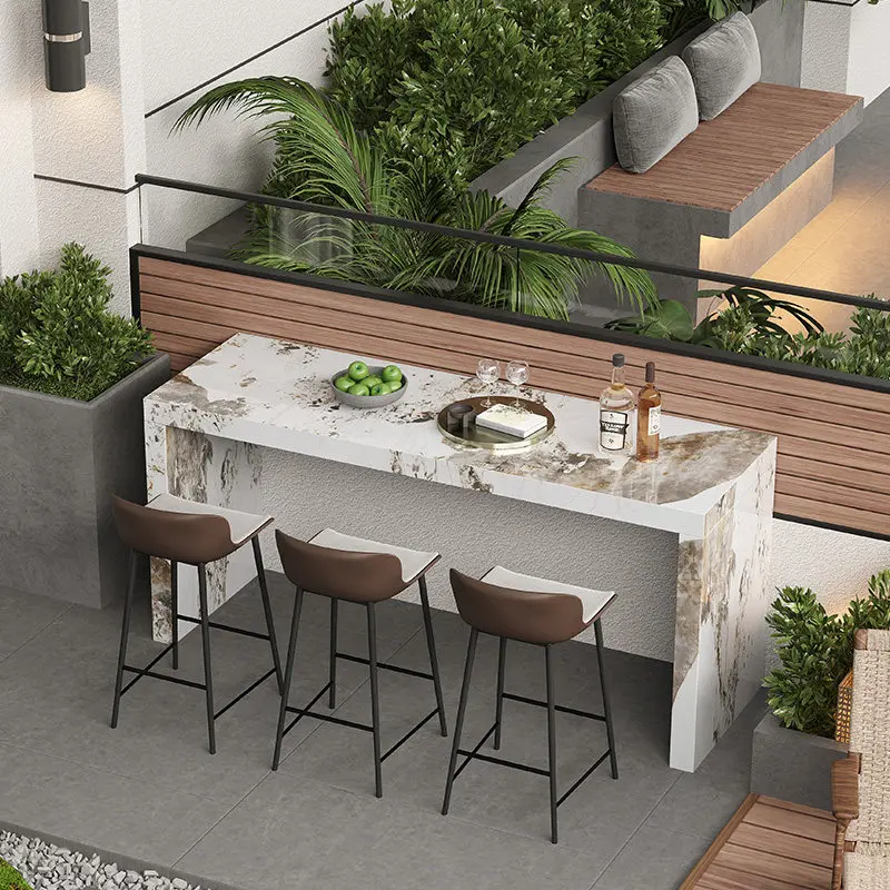 Outdoor Open Bar Courtyard Balcony Terrace Leisure Area Home Work Table Rock Slate Outdoor Garden Long
