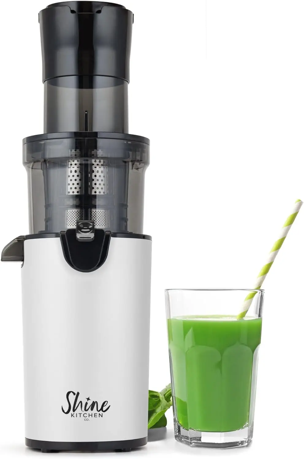 Glans Keuken Co. SJX-1 Gemakkelijke Koude Pers Juicer Met Xl Feed Parachute En Compact Lichaam (Wit)