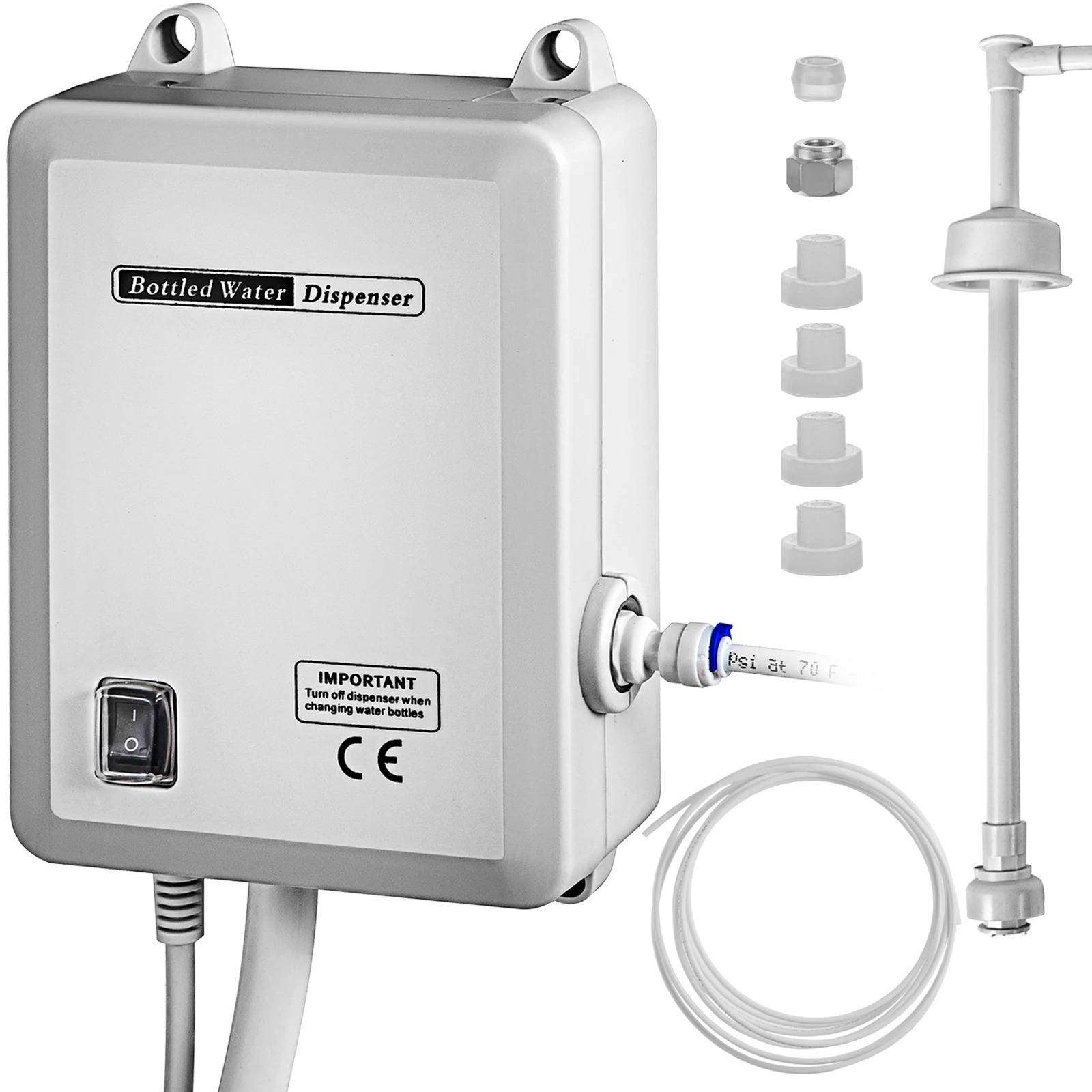 Bottled Water Dispensing Pump w/PE Pipe 1 Gal/MIN 40 PSI for Coffee Tea Machine Water Dispenser Refrigerator Ice Maker