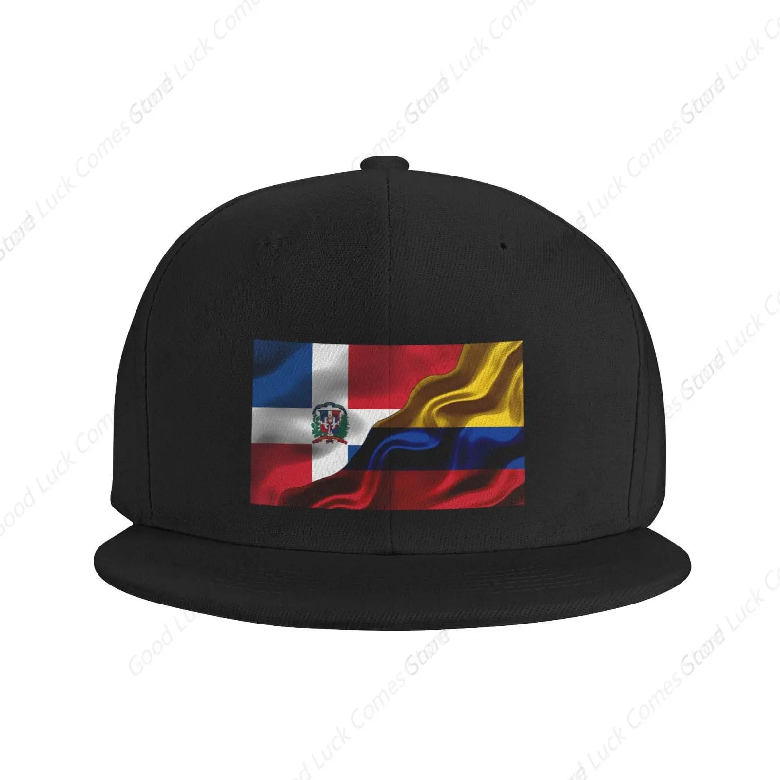 Dominican Republic Flag and Colombian Colombia Flag Snapback Hats for Men Women Adjustable Flat Brim Baseball Cap